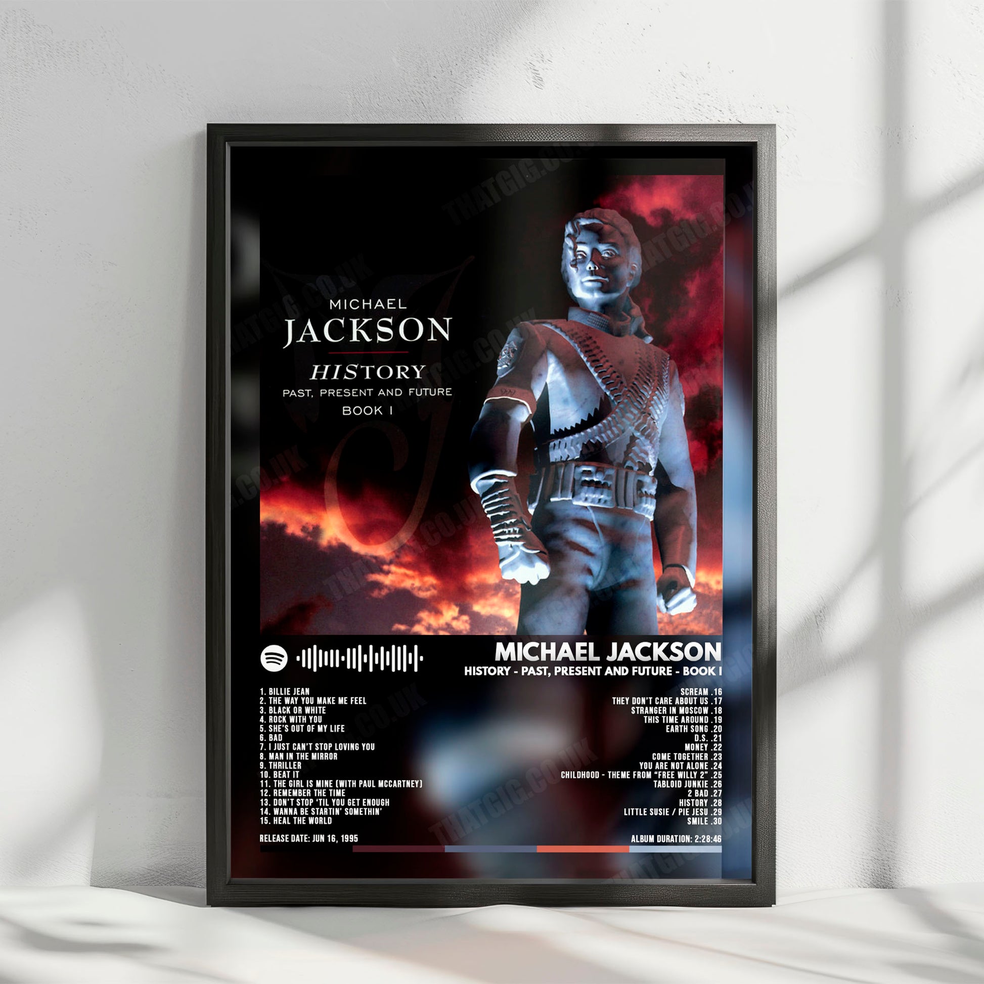 Michael Jackson "HIStory: Past, Present and Future, Book I" Album Cover Poster - with Complete Tracklist