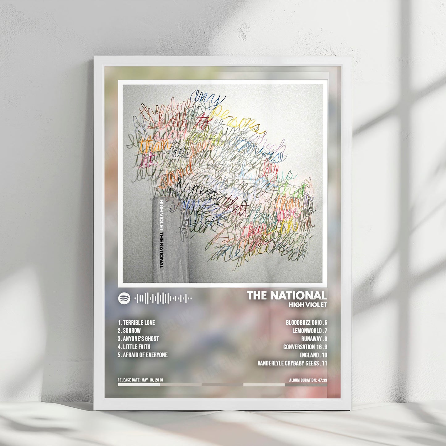 The National "High Violet" Album Cover Poster - with Complete Tracklist