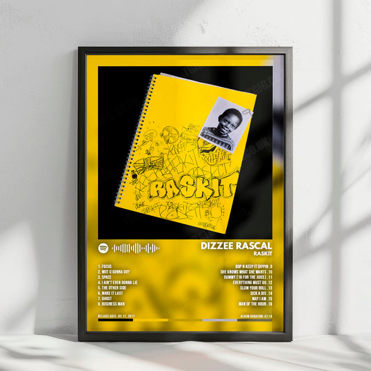 Dizzee Rascal "Raskit" Album Cover Poster - with Complete Tracklist