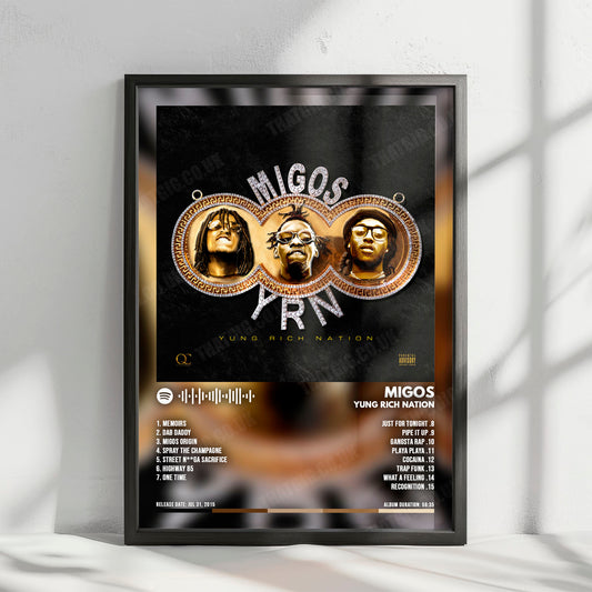Migos "Yung Rich Nation" Album Cover Poster - with Complete Tracklist