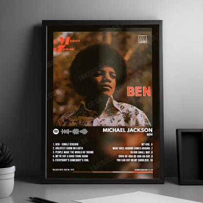 Michael Jackson "Ben" Album Cover Poster - with Complete Tracklist