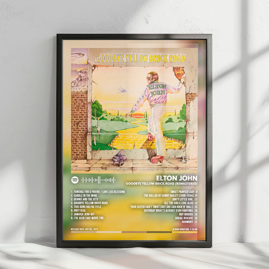 Elton John "Goodbye Yellow Brick Road " Album Cover Poster - with Complete Tracklist