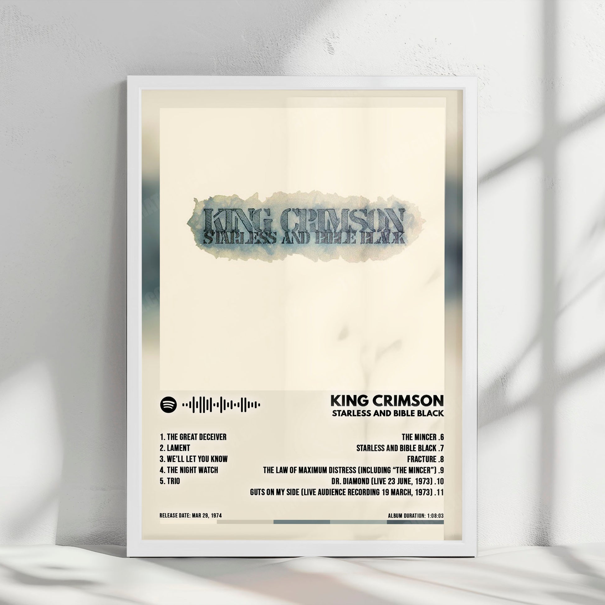 King Crimson "Starless And Bible Black" Album Cover Poster - with Complete Tracklist