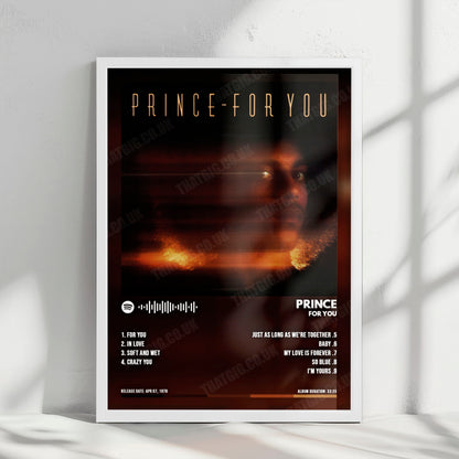 Prince "For You" Album Cover Poster - with Complete Tracklist