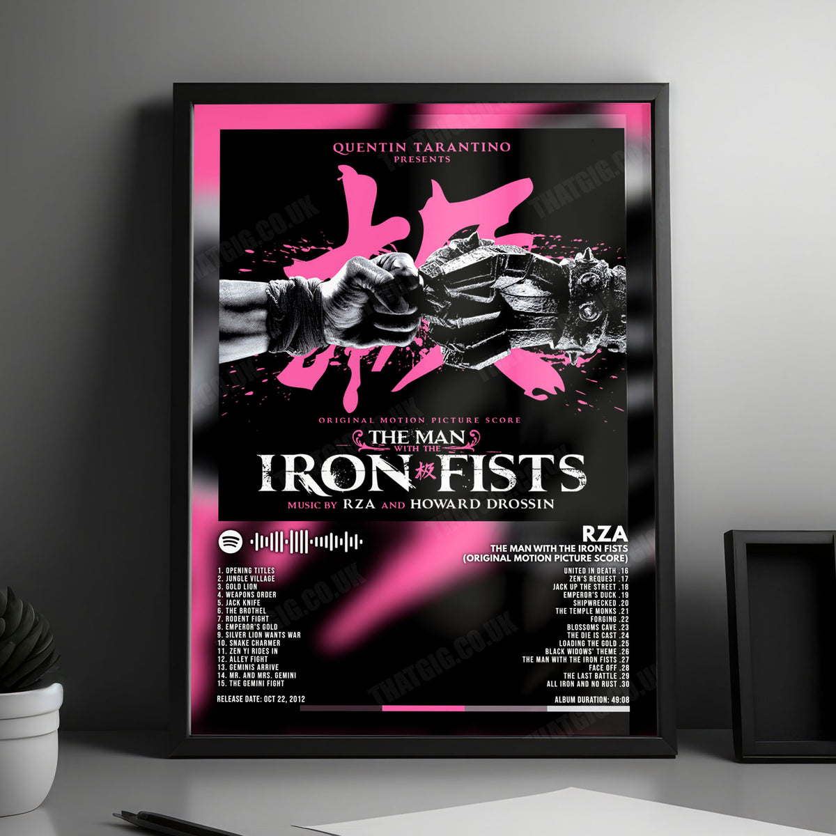 RZA "The Man With the Iron Fists (Original Motion Picture Score)" Album Cover Poster - with Complete Tracklist