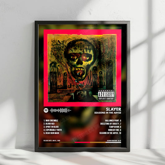 Slayer "Seasons In The Abyss" Album Cover Poster - with Complete Tracklist