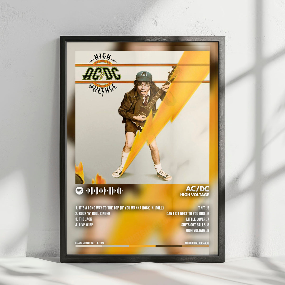 AC/DC "High Voltage" Album Cover Poster - with Complete Tracklist
