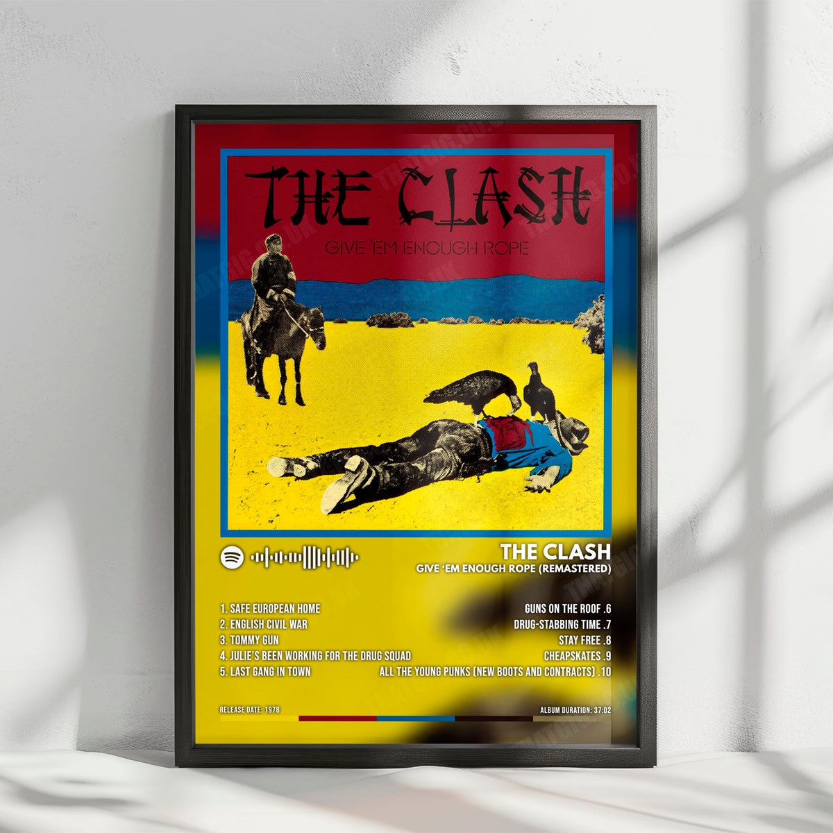 The Clash "Give 'Em Enough Rope (Remastered)" Album Cover Poster - with Complete Tracklist