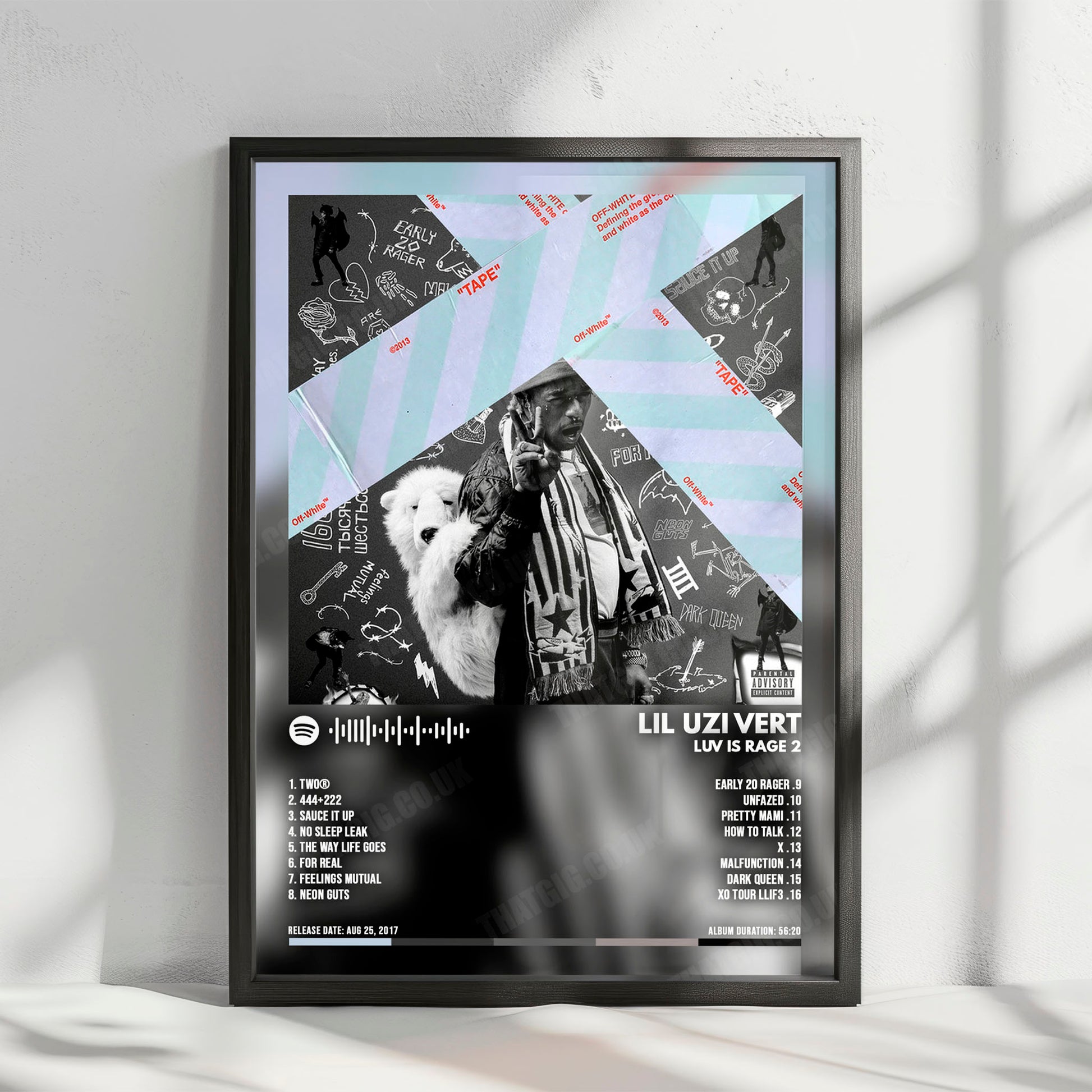 Lil Uzi Vert "Luv Is Rage 2" Album Cover Poster - with Complete Tracklist