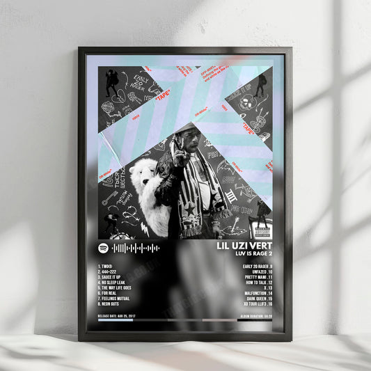 Lil Uzi Vert "Luv Is Rage 2" Album Cover Poster - with Complete Tracklist