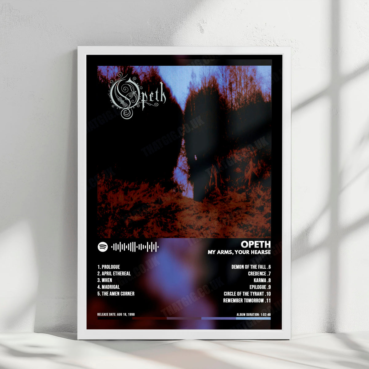 Opeth "My Arms, Your Hearse" Album Cover Poster - with Complete Tracklist