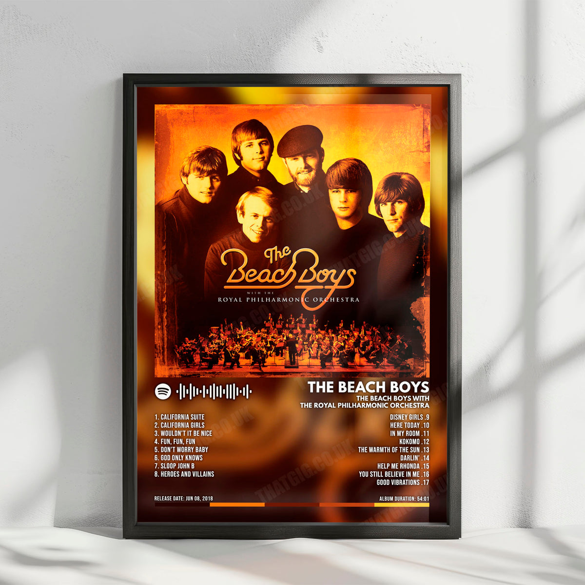 The Beach Boys "The Beach Boys With The Royal Philharmonic Orchestra" Album Cover Poster - with Complete Tracklist