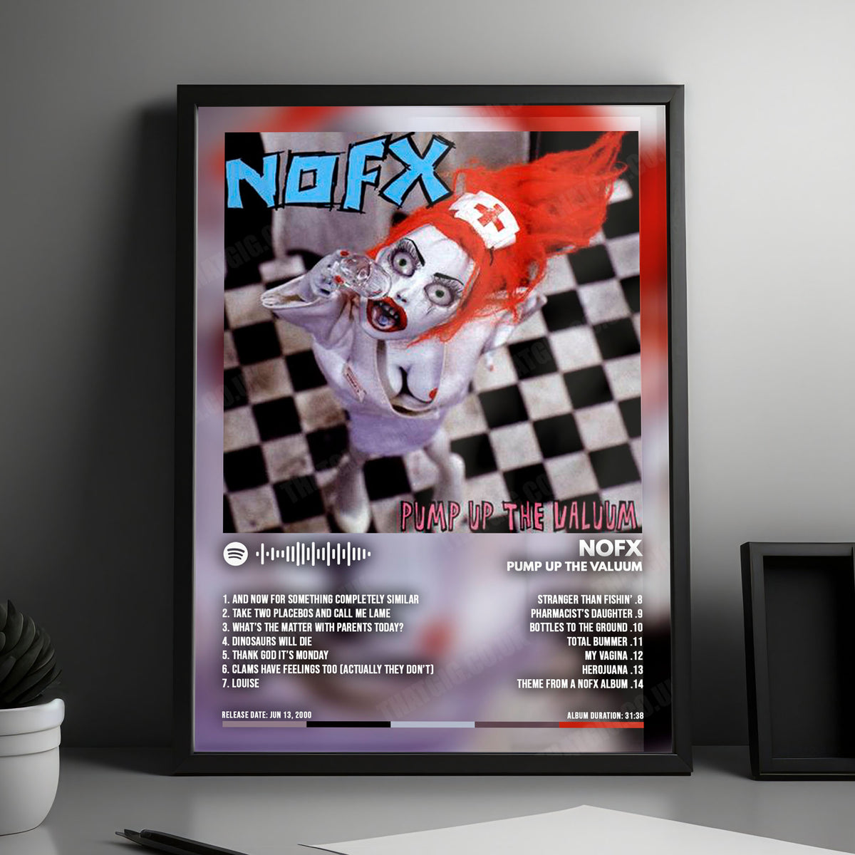 NOFX "Pump Up The Valuum" Album Cover Poster - with Complete Tracklist