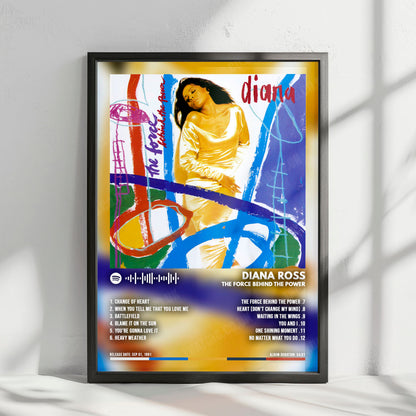 Diana Ross "The Force Behind the Power" Album Cover Poster - with Complete Tracklist