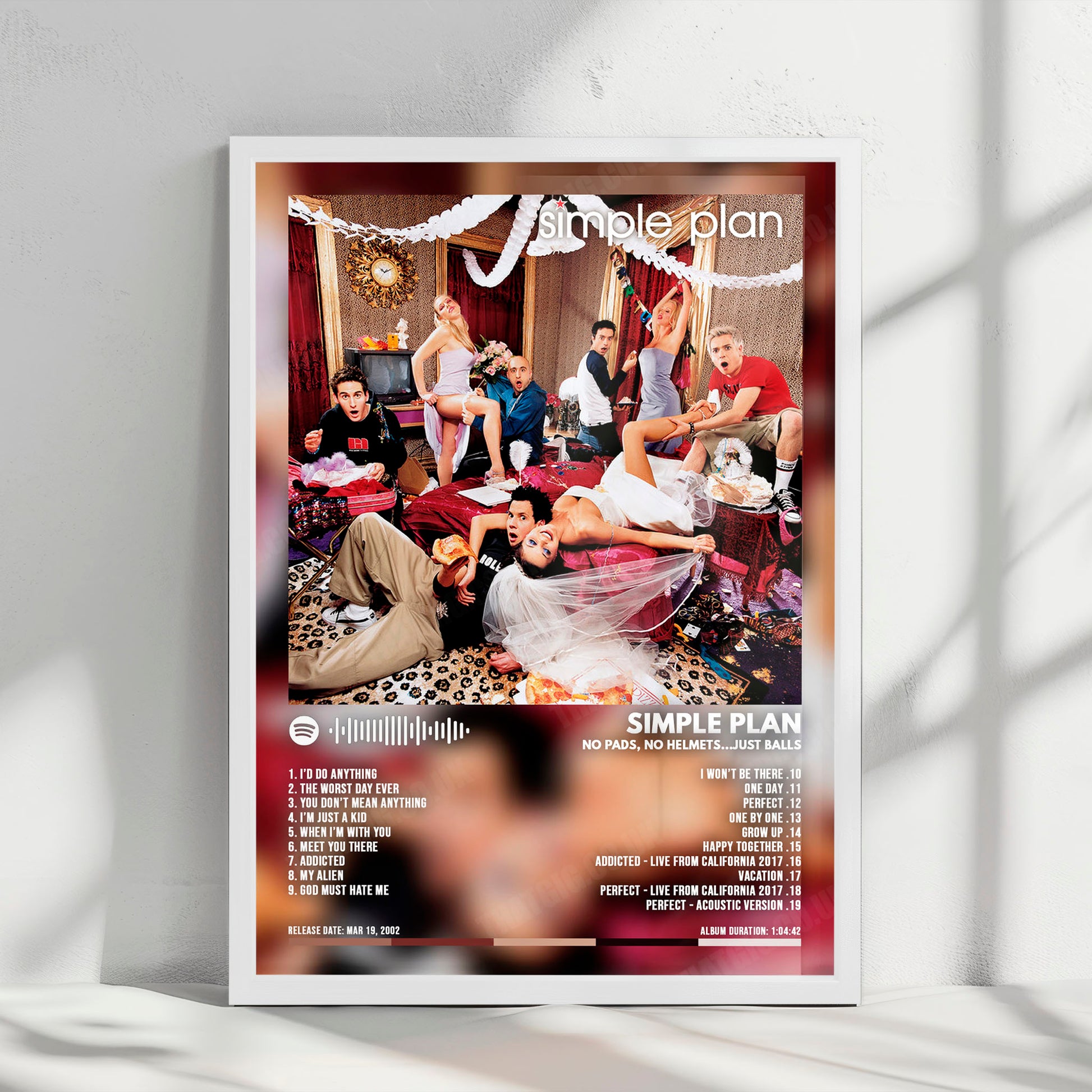 Simple Plan "No Pads, No Helmets...Just Balls" Album Cover Poster - with Complete Tracklist