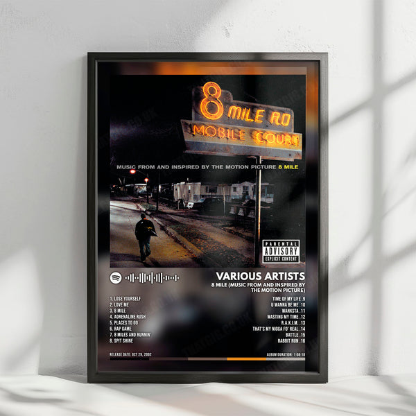 Various Artists "8 Mile: Music from and Inspired by the Motion Picture" Album Cover Poster - with Complete Tracklist