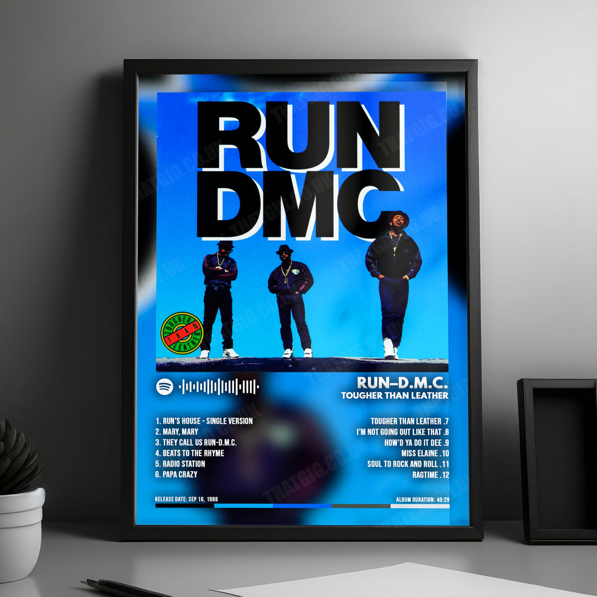 Run DMC "Tougher Than Leather" Album Cover Poster - with Complete Tracklist