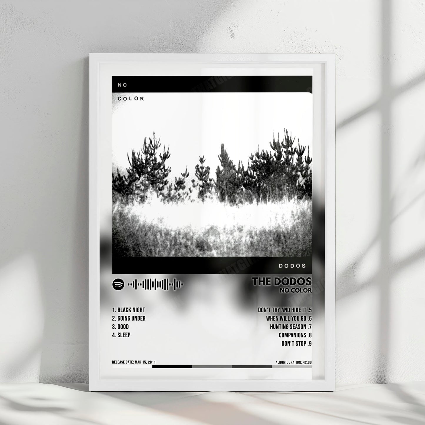 The Dodos "No Color" Album Cover Poster - with Complete Tracklist