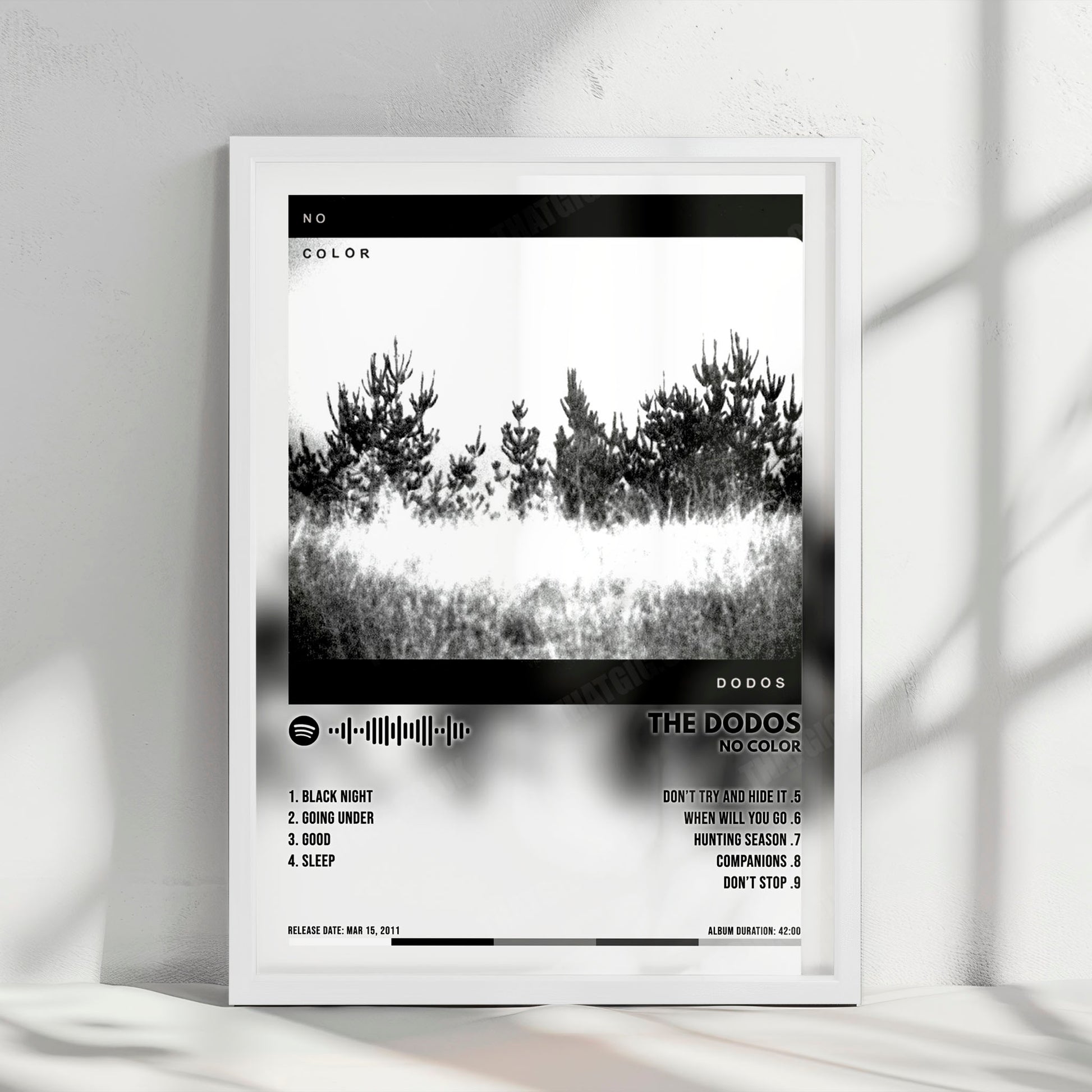 The Dodos "No Color" Album Cover Poster - with Complete Tracklist