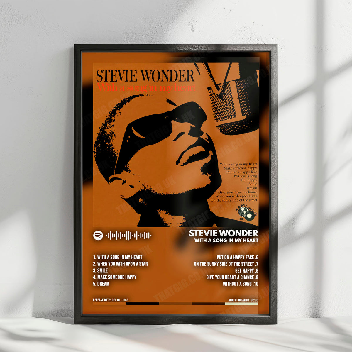 Stevie Wonder "With A Song In My Heart" Album Cover Poster - with Complete Tracklist