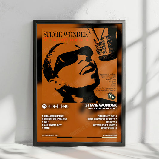 Stevie Wonder "With A Song In My Heart" Album Cover Poster - with Complete Tracklist