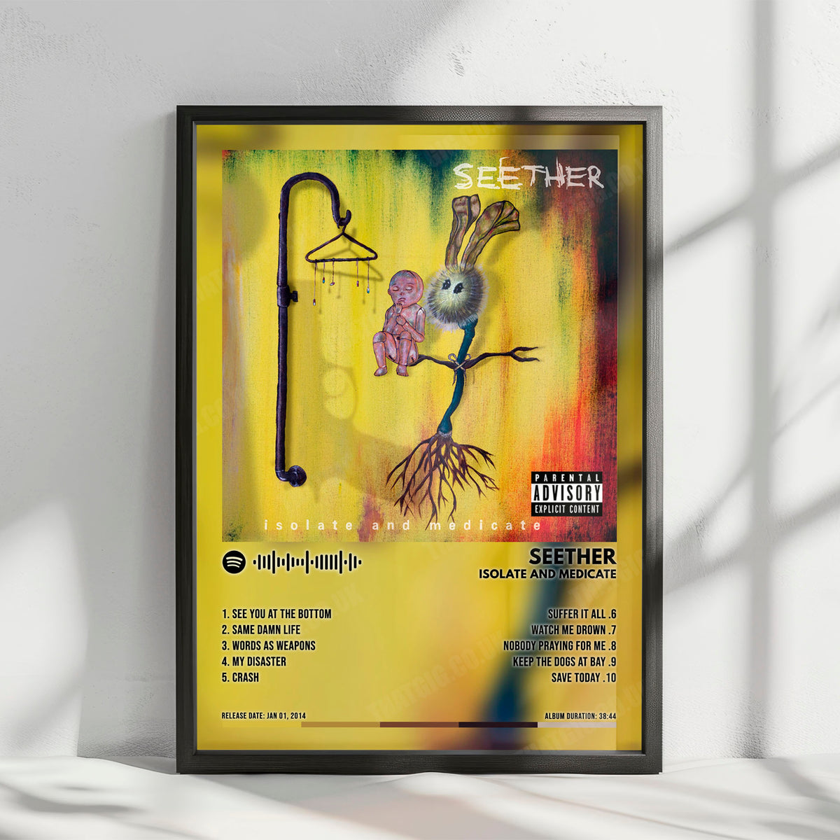 Seether "Isolate And Medicate" Album Cover Poster - with Complete Tracklist