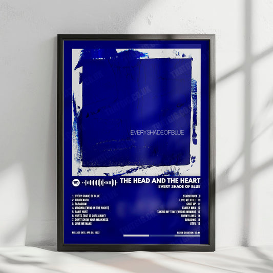 The Head and the Heart "Every Shade of Blue" Album Cover Poster - with Complete Tracklist