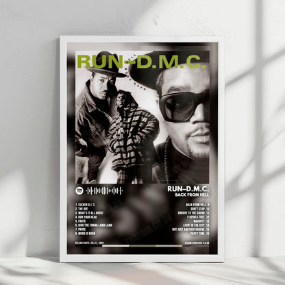 Run DMC "Back From Hell" Album Cover Poster - with Complete Tracklist