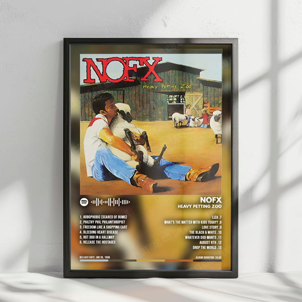 NOFX "Heavy Petting Zoo" Album Cover Poster - with Complete Tracklist