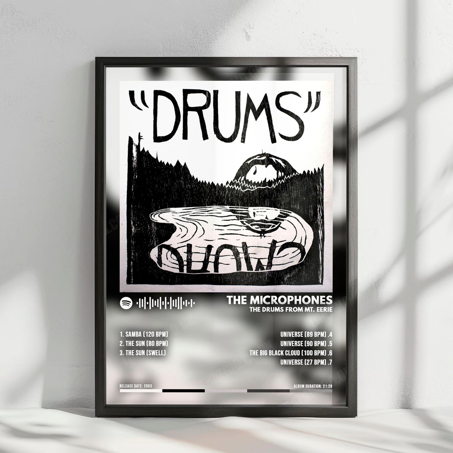 The Microphones "The Drums from Mt. Eerie" Album Cover Poster - with Complete Tracklist