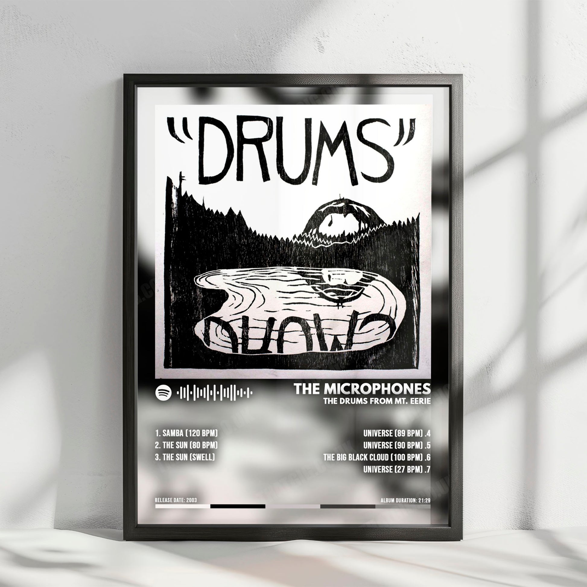 The Microphones "The Drums from Mt. Eerie" Album Cover Poster - with Complete Tracklist