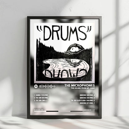 The Microphones "The Drums from Mt. Eerie" Album Cover Poster - with Complete Tracklist