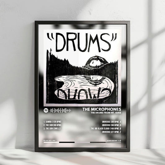The Microphones "The Drums from Mt. Eerie" Album Cover Poster - with Complete Tracklist