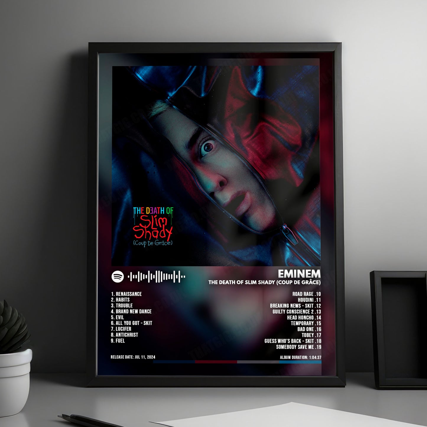 Eminem "The Death of Slim Shady (Coup de Grâce) " Album Cover Poster - with Complete Tracklist