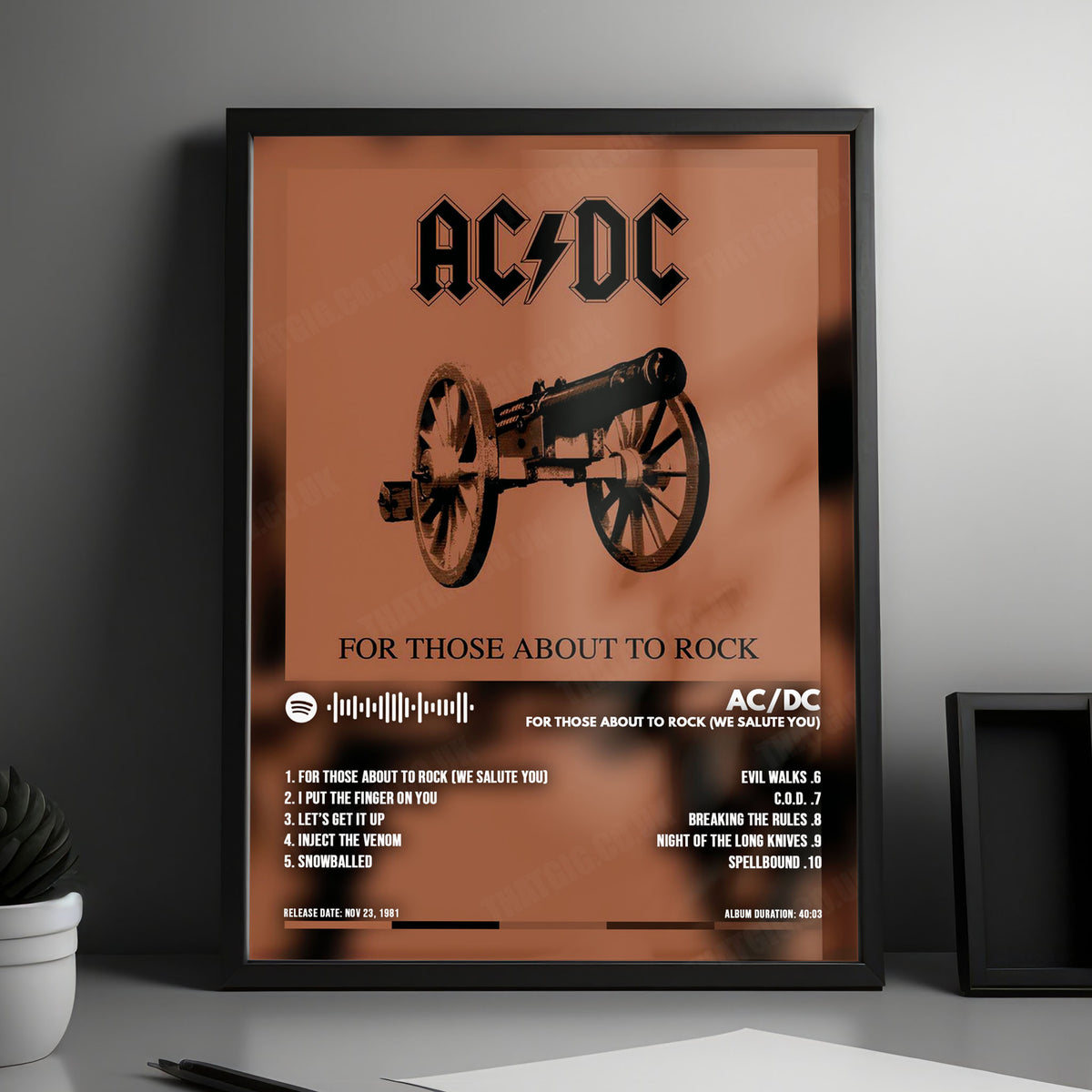 AC/DC "For Those About to Rock We Salute You" Album Cover Poster - with Complete Tracklist