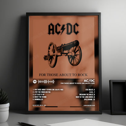 AC/DC "For Those About to Rock We Salute You" Album Cover Poster - with Complete Tracklist