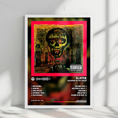 Slayer "Seasons In The Abyss" Album Cover Poster - with Complete Tracklist