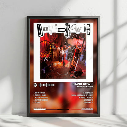 David Bowie "Never Let Me Down" Album Cover Poster - with Complete Tracklist