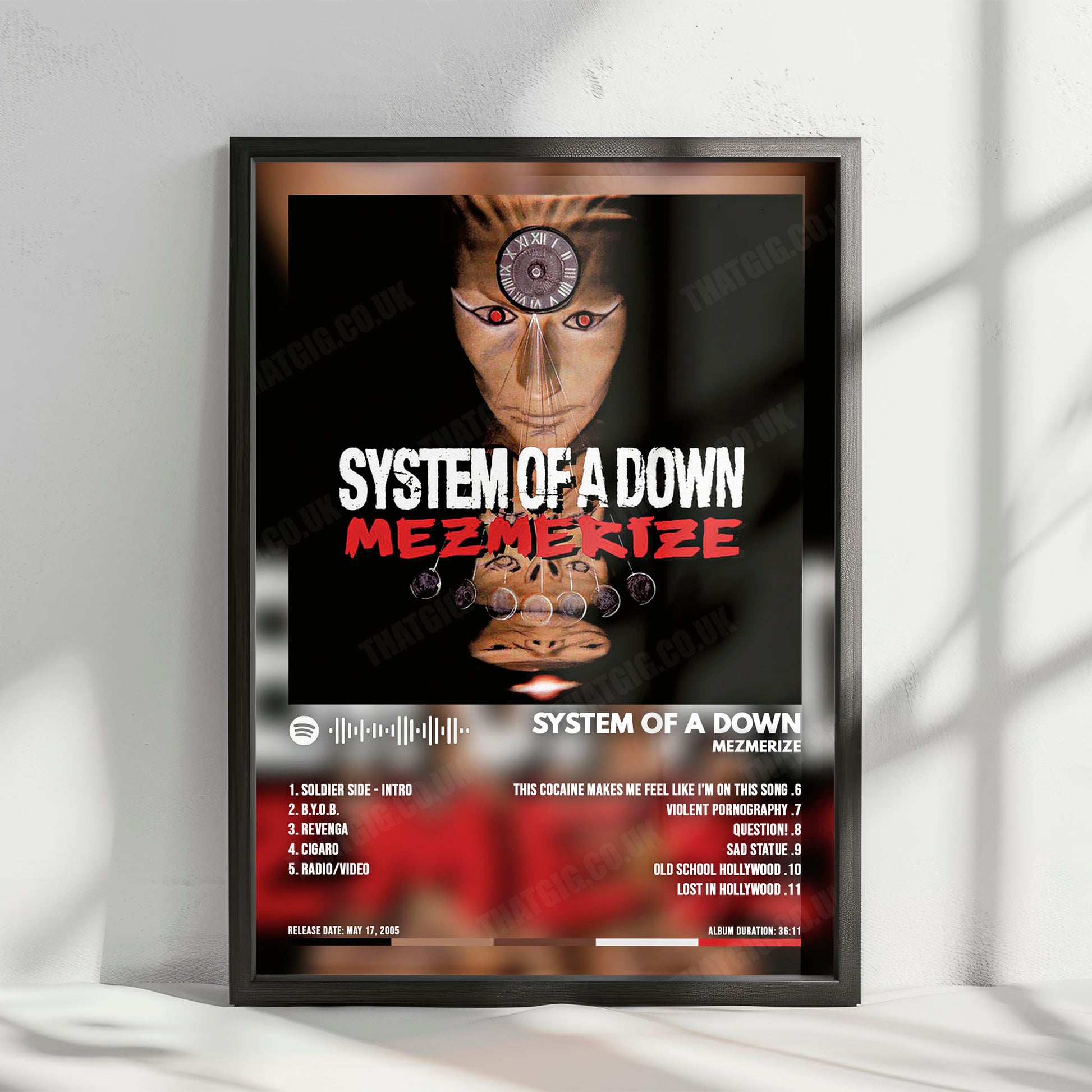 System of a Down "Mezmerize" Album Cover Poster - with Complete Tracklist