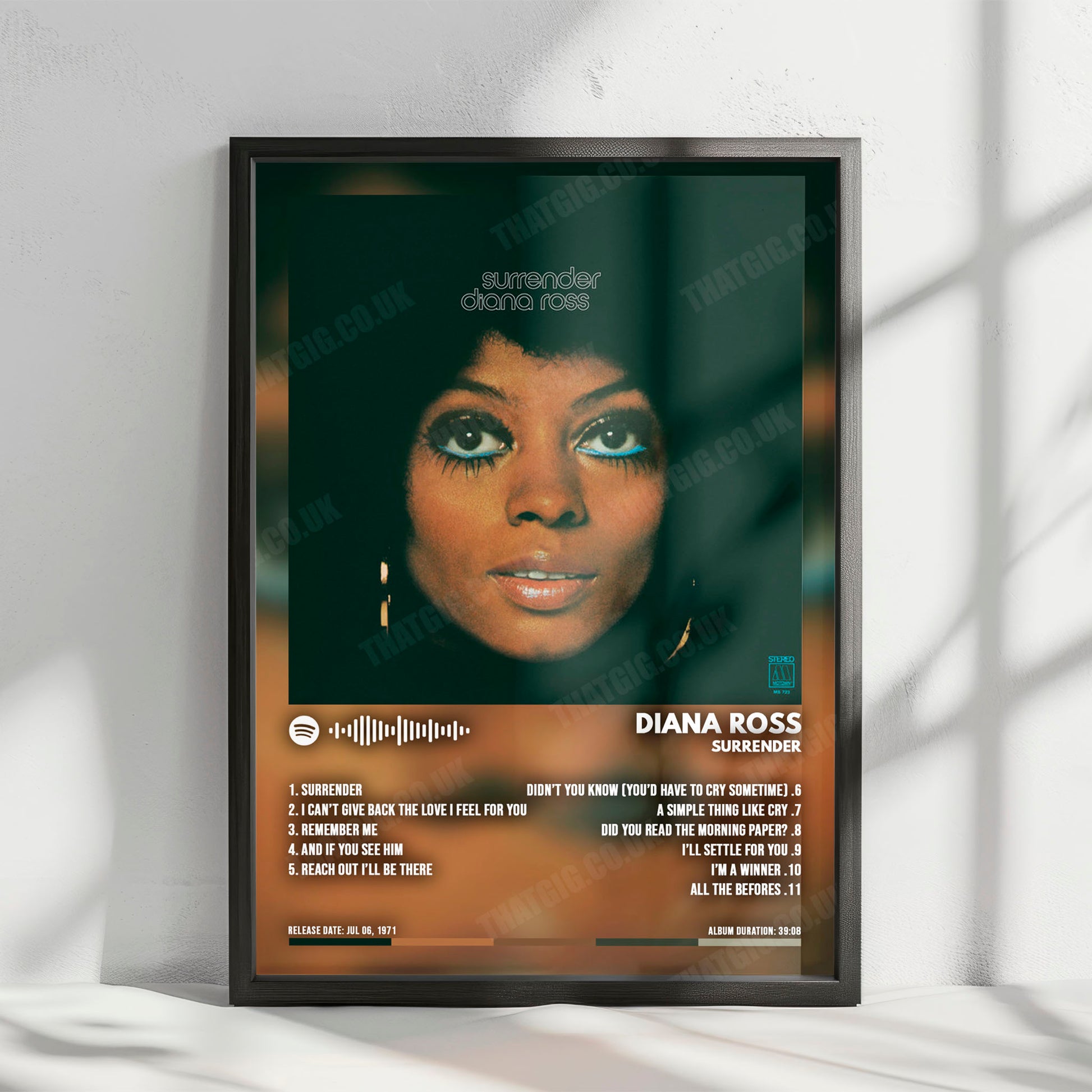 Diana Ross "Surrender" Album Cover Poster - with Complete Tracklist