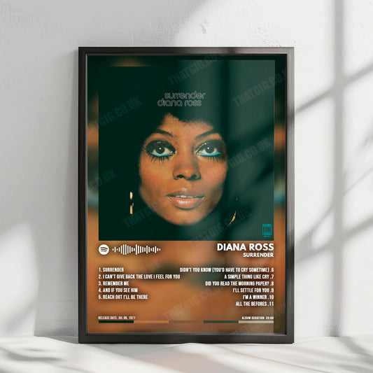 Diana Ross "Surrender" Album Cover Poster - with Complete Tracklist