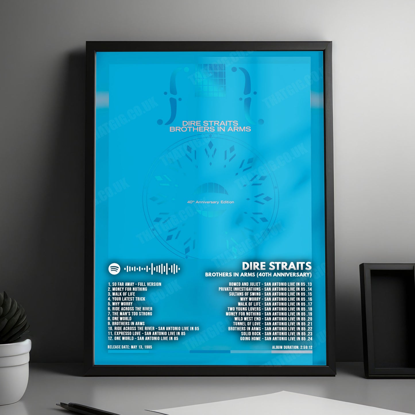 Dire Straits "Dire Straits" Album Cover Poster - with Complete Tracklist