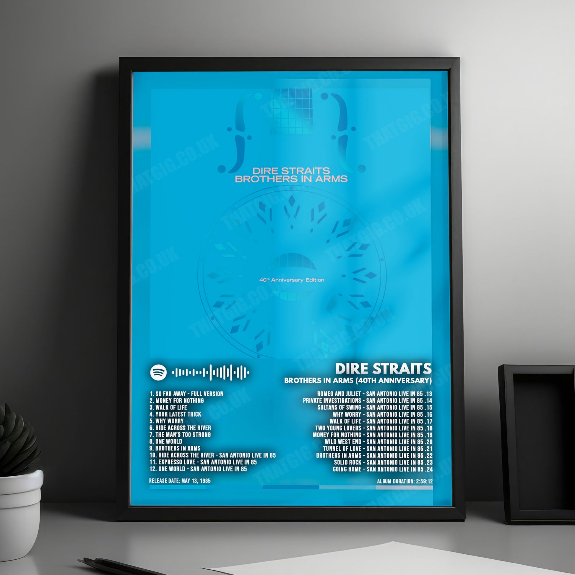 Dire Straits "Brothers In Arms (40th Anniversary)" Album Cover Poster - with Complete Tracklist