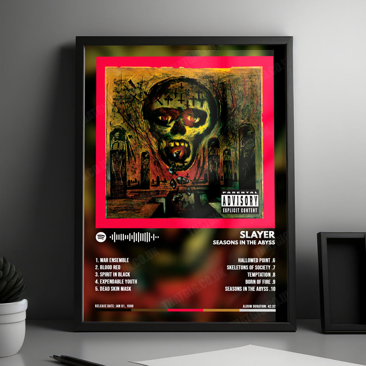 Slayer "Seasons In The Abyss" Album Cover Poster - with Complete Tracklist