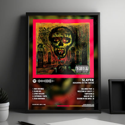 Slayer "Seasons In The Abyss" Album Cover Poster - with Complete Tracklist