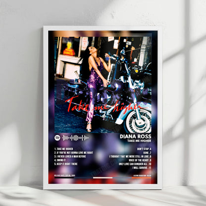 Diana Ross "Take Me Higher" Album Cover Poster - with Complete Tracklist