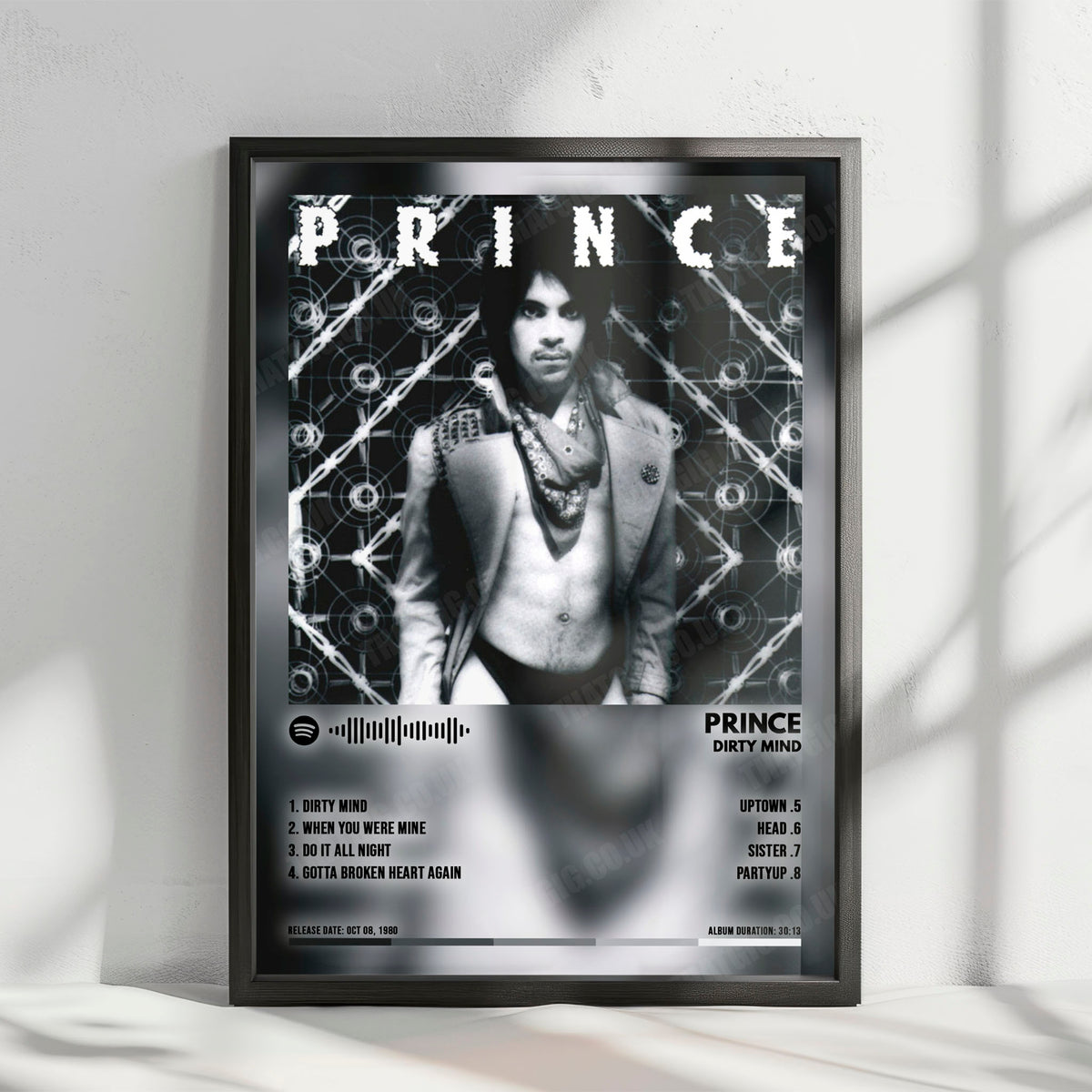 Prince "Dirty Mind" Album Cover Poster - with Complete Tracklist