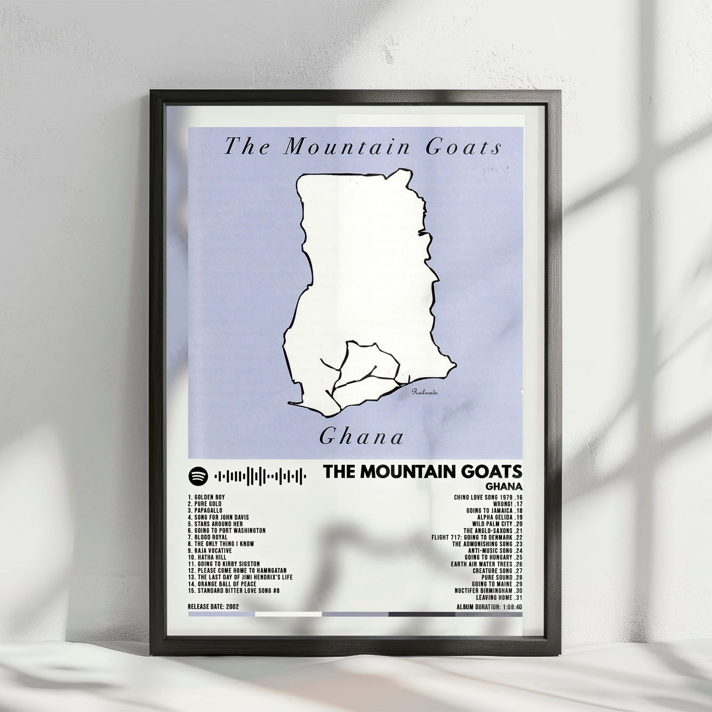 Mountain Goats "Ghana" Album Cover Poster - with Complete Tracklist