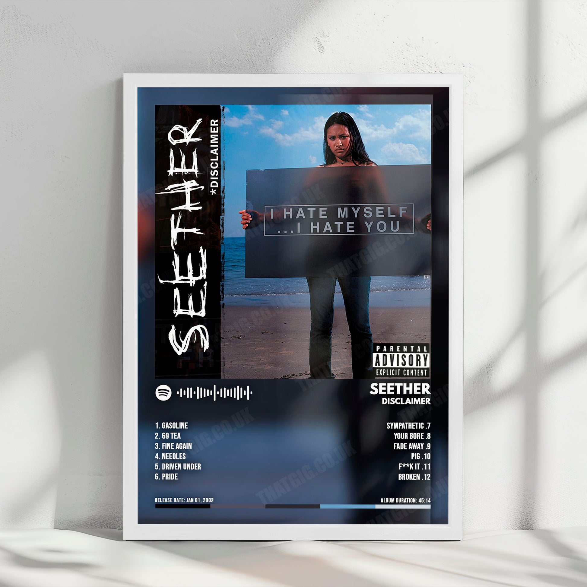 Seether "Disclaimer" Album Cover Poster - with Complete Tracklist
