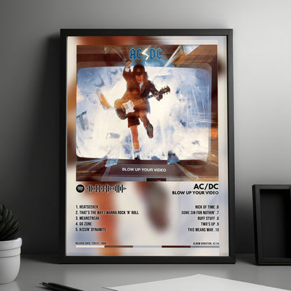 AC/DC "Blow Up Your Video" Album Cover Poster - with Complete Tracklist